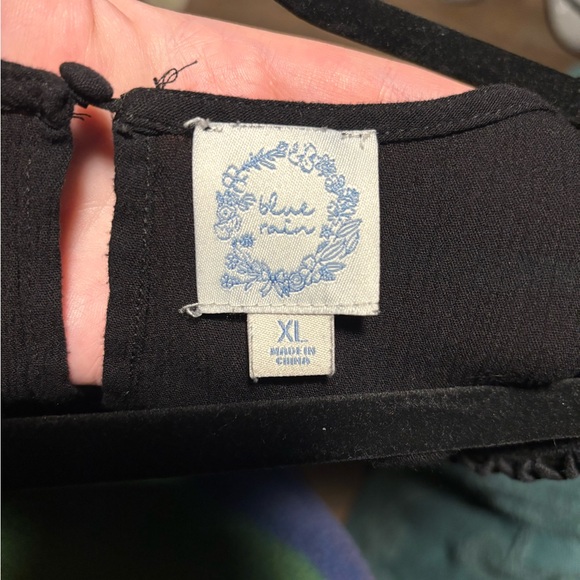 Blue Rain Black Dress with Blue Floral Embroidery - Picture 3 of 3